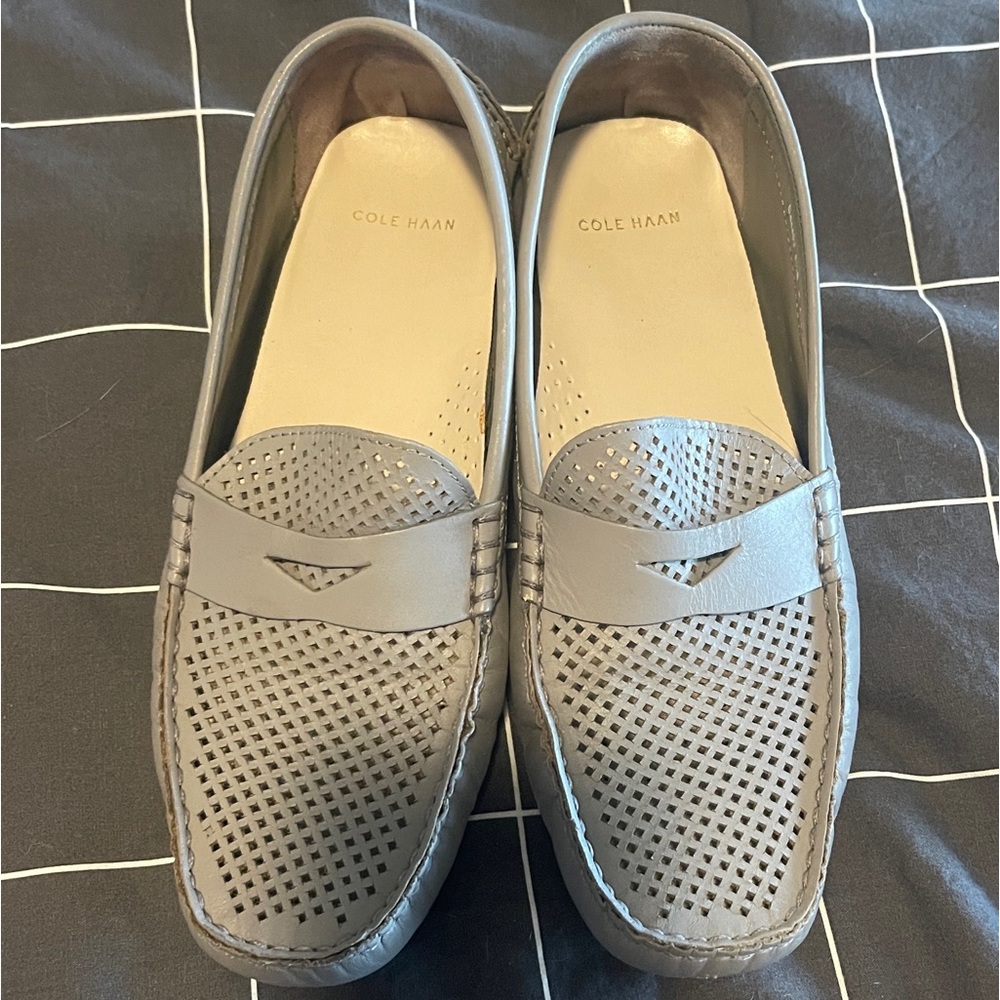 Cole Haan Gray Perforated Loafers- narrow fit